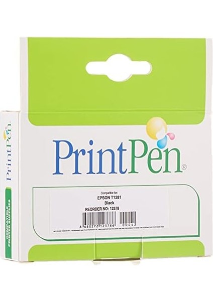 Epson T1281XL Siyah Yüksek Kapasite (15ML.) Muadil Mürekkep Kartuşu