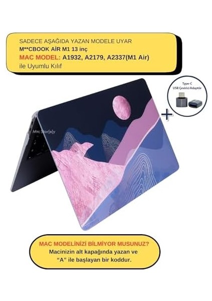 Macbook Air M1 Kılıf 13 Inç WLAYERS01NL (Touchıd'li M1 Air) A2337 A2179 A1932 ile Uyumlu Pembe