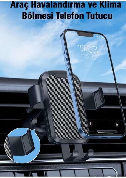 Tırtıklı Döndürelilir Klima Bölmesi Için Gravity Araç Içi Telefon Tutucu Araç Tutucu