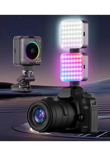 Cep Telefonu Çakarlı Dolgu Işık, Canlı Yayın Için Mini Taşınabilir Kısılabilir Yüksek Parlaklık Rgb Selfie Işık Paneli, Kıskaçlı Telefon ve Notebook Tutucu, Youtuber Yayıncı Işığı D12S