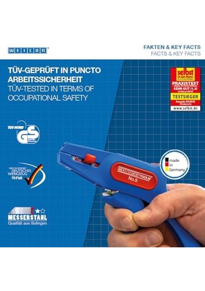 51000005 Kablo Sıyırıcı No. 5/0.2-60 Mm, Otomatik Kablo Soyucu, 2 Mm'ye Kadar Entegre Yan Kesici fiyatları