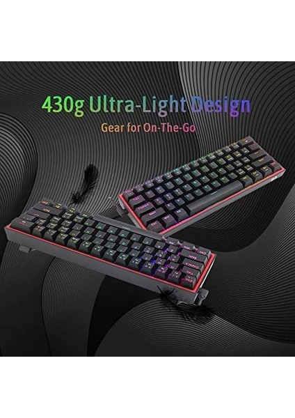 K617-RGB 16,8 Milyon Rgb Aydınlatma, Red Switch Fizz%60 Q Türkçe Kablolu Mekanik Oyuncu Klavyesi Siyah