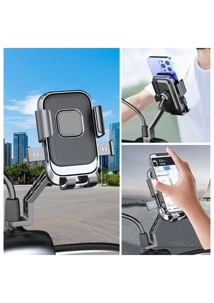 Motor,motosiklet,bisiklet,scooter Için 360 Derece Dönebilen Dikiz Aynası Versiyonu Telefon Tutucu Aparat