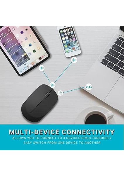 M100 Sessiz Kablosuz Fare Kablosuz Fare 1300 Dpı Sensör 9 Ay Pil Ömrü Sessiz Tuşlar Ergonomik Sol ve Sağ Elini Kullananlar Için Pc ve Mac - Koyu Gri