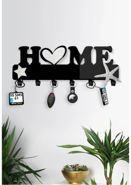 Home Pleksiglass Duvar Dekoru - Duvar Askılığı - Anahtar Askısı -Kalın Plastik