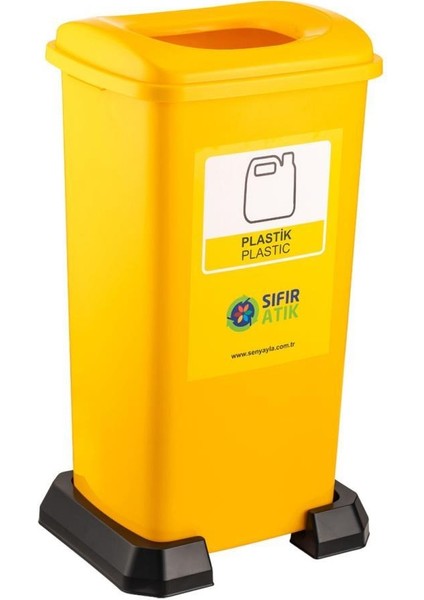 SY-4398 Sıfır Atık Plastik Geri Dönüşüm Çöp Kutusu 70 Lt Sarı