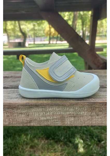 Bonitoshoes Ortopedik Ilkadım Günlük Gri-Sarı Bebek Ayakkabı(6 Ay-36 Ay)