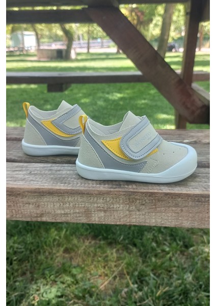 Bonitoshoes Ortopedik Ilkadım Günlük Gri-Sarı Bebek Ayakkabı(6 Ay-36 Ay)