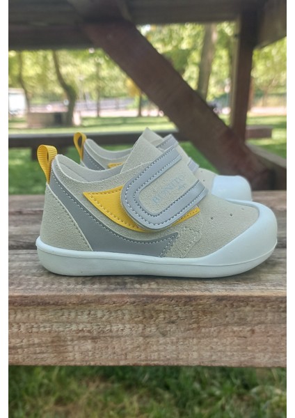 Bonitoshoes Ortopedik Ilkadım Günlük Gri-Sarı Bebek Ayakkabı(6 Ay-36 Ay)