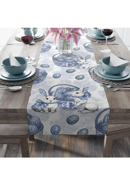 Chinoiserie Bunny Tavşan Desen Ranır - Runner