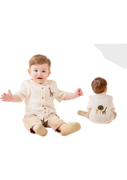 Erkek Çocuk Bebek Takımı Müslin Gömlek 2li Takım