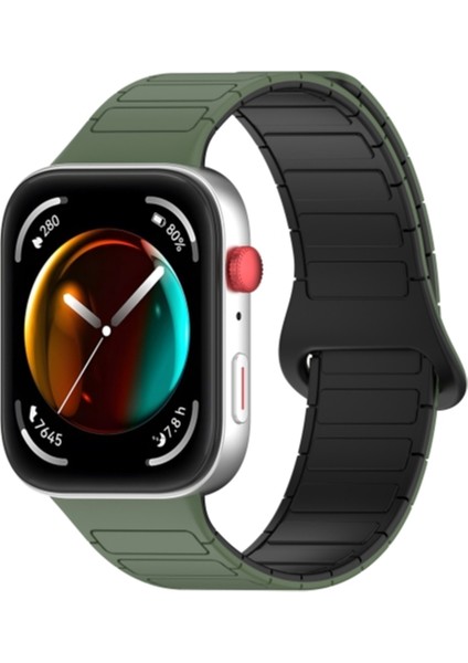Huawei Watch Fit 3 / Fit 4 / Fit 4 Pro Uyum Manyetik Silikon Bakla Desen Kordon Ayarlanabilir Kayış