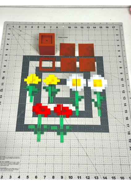 Minecraft Saksılı Çiçek Seti – 3D Dekor