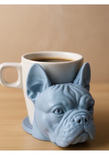 French Bulldog Baş Tasarımlı Bardak Altlığı – 3D Baskı