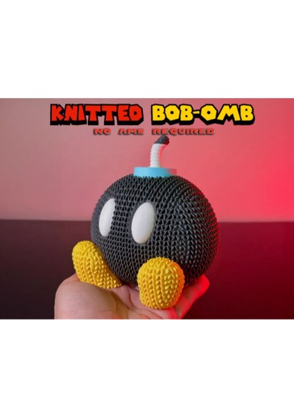 Sevimli Örgü Stil Bob-Omb Figürü – Super Mario