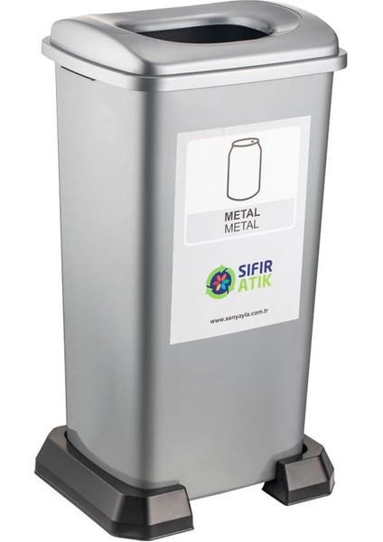 SY-4398 Sıfır Atık Metal Geri Dönüşüm Çöp Kutusu 70 Lt Gri