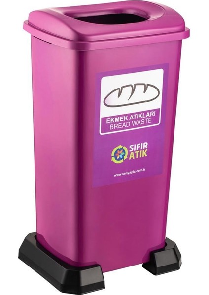 SY-4398 Sıfır Atık Ekmek Geri Dönüşüm Çöp Kutusu 70 Lt Mor