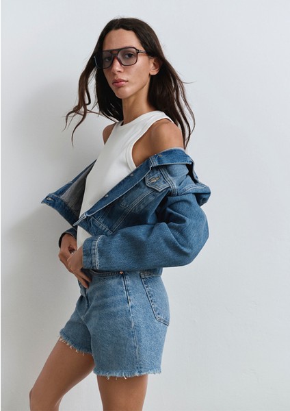 Millie 90lar İndigo Mavisi Jean Şort 1458987073