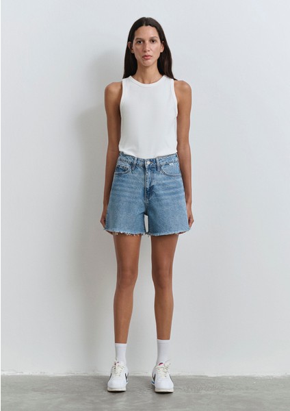 Millie 90lar İndigo Mavisi Jean Şort 1458987073
