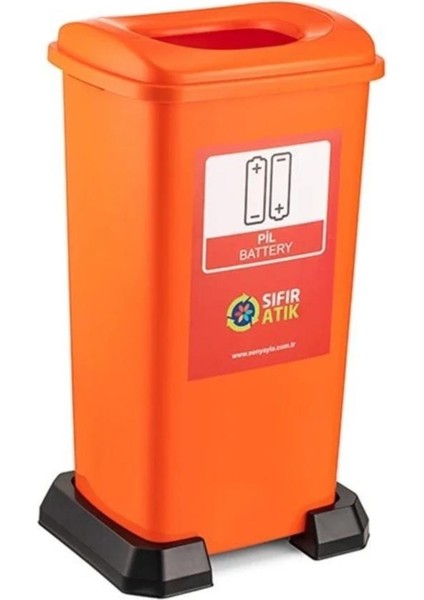 SY-4398 Sıfır Atık Pil Geri Dönüşüm Çöp Kutusu 70 Lt Turuncu