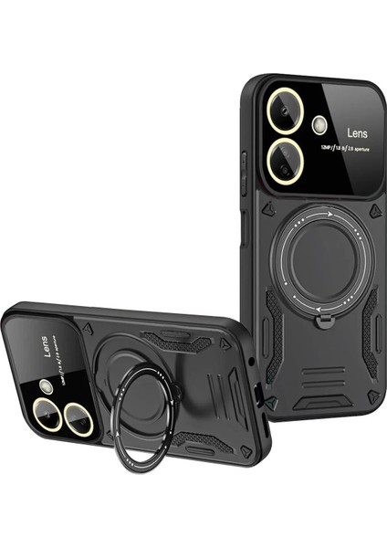 Xiaomi Redmi 13C Kılıf Joy Lens Standlı Kapak - Siyah Ferrg
