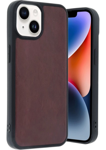 Apple iPhone 14 Kılıf Aras Deri Kapak - Bordo Ferrg