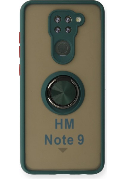 Xiaomi Redmi Note 9 Kılıf Montreal Yüzüklü Silikon Kapak - Yeşil Ferrg