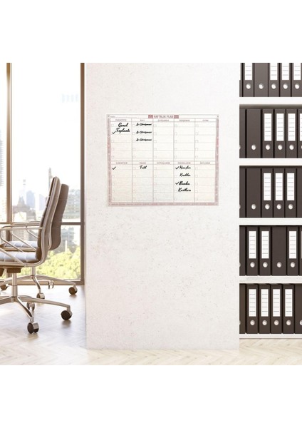 Büro Ev Ofis Toplantı Odası Için 40X50CM Yapışır Kalemli Haftalık Planlı Şeffaf Duvar Stickeri modelleri