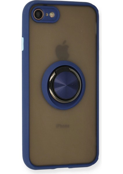 Apple iPhone 7 Kılıf Montreal Yüzüklü Silikon Kapak - Lacivert Ferrg fiyatları