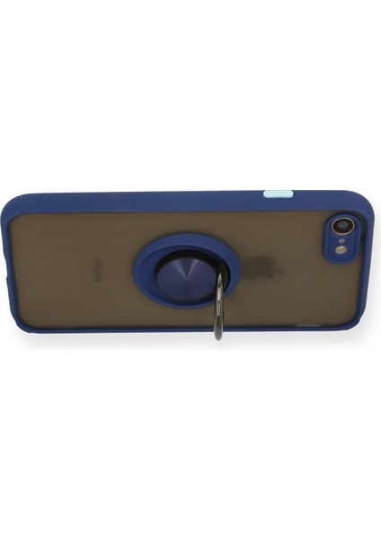 Apple iPhone 7 Kılıf Montreal Yüzüklü Silikon Kapak - Lacivert Ferrg modelleri