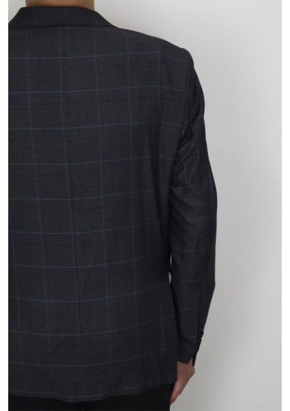 Fistan Store Erkek Kahverengi Kareli Klasik Kesim Normal Kalıp Çift Düğme Büyük Beden Blazer Ceket indirimleri