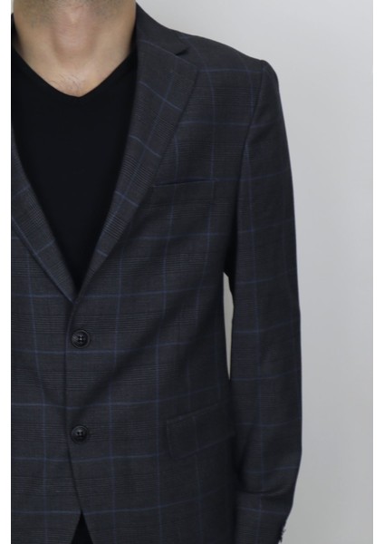 Fistan Store Erkek Kahverengi Kareli Klasik Kesim Normal Kalıp Çift Düğme Büyük Beden Blazer Ceket fiyatları