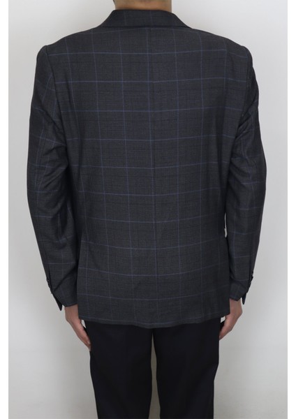Fistan Store Erkek Kahverengi Kareli Klasik Kesim Normal Kalıp Çift Düğme Büyük Beden Blazer Ceket fırsatları