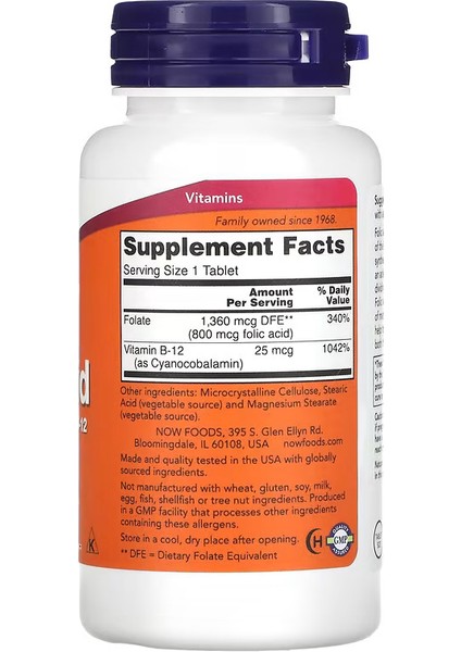 Folic Acid 800 Mcg With Vitamin B-12 250 Tablets fiyatları