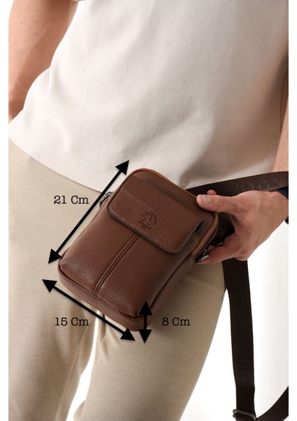 Vegan Deri Erkek Postacı Çanta - Taba