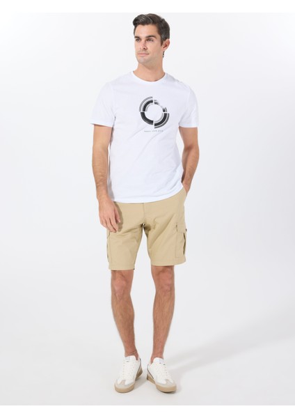 Bisiklet Yaka Baskılı Beyaz Erkek T-Shirt PBF5SM-TST9547 fiyatları