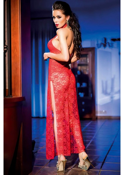 Kırmızı Uzun Dantel Gecelik fırsatları