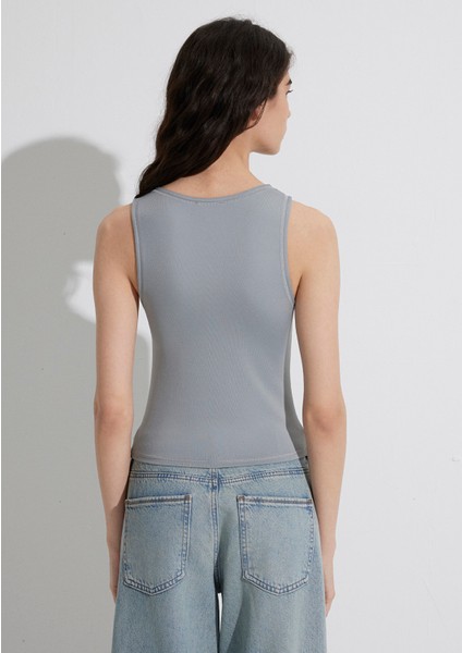 Halter Yaka Gri Poliamid Atlet 1613499-70098