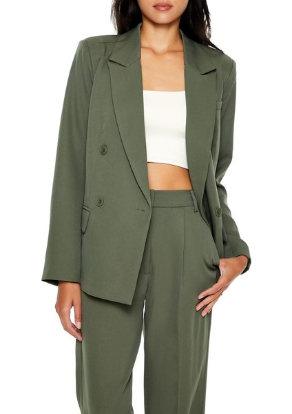 Blazer Ceket ve Wide-Leg Pantolon Takımı