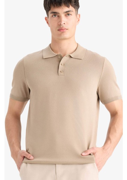 Standart Fit Kısa Kollu Triko Polo Tişört E3241AX25SP