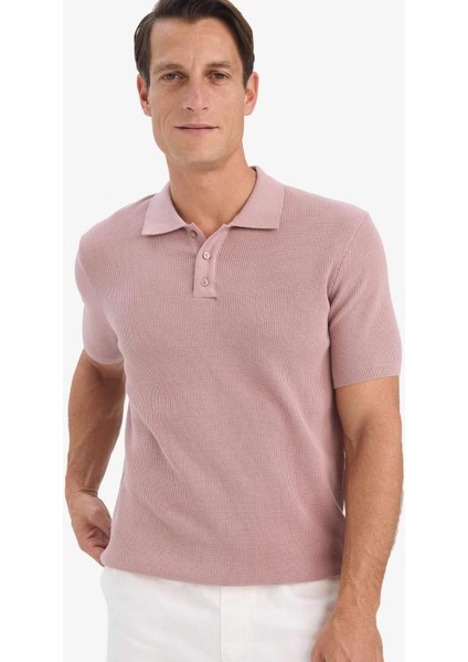 %100 Pamuk Standart Fit Polo Yaka Kısa Kollu Triko Tişört E5866AX25SP