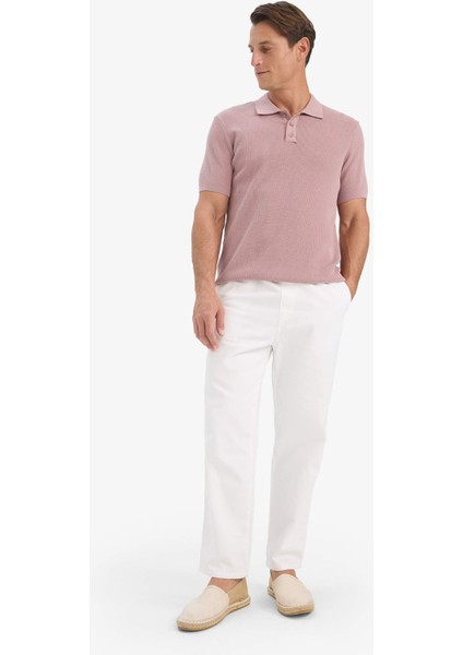 %100 Pamuk Standart Fit Polo Yaka Kısa Kollu Triko Tişört E5866AX25SP