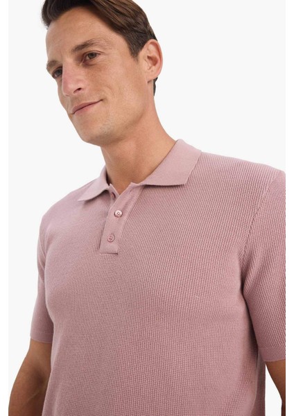 %100 Pamuk Standart Fit Polo Yaka Kısa Kollu Triko Tişört E5866AX25SP