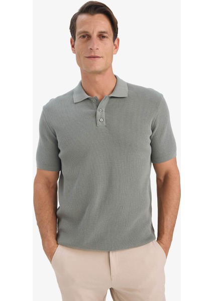 %100 Pamuk Standart Fit Kısa Kollu Triko Polo Tişört E5866AX25SP