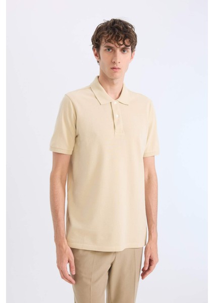 %100 Pamuk Regular Fit Polo Yaka Kısa Kollu Basic Düz Pike Kumaş Tişört C1293AX25SP fırsatları
