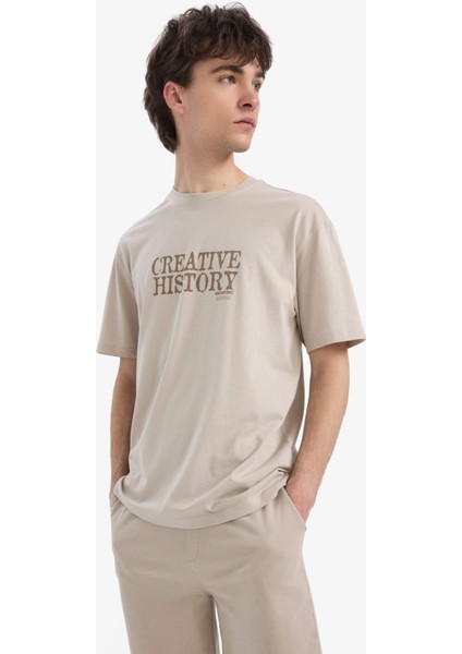 %100 Pamuk Regular Fit Bisiklet Yaka Baskılı Kısa Kollu Tişört E3780AX25SM modelleri