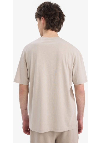 %100 Pamuk Regular Fit Bisiklet Yaka Baskılı Kısa Kollu Tişört E3780AX25SM indirimleri