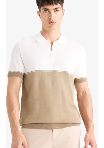 Standart Fit Polo Yaka Triko Kısa Kollu Tişört E4895AX25SM