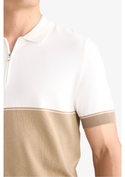 Standart Fit Polo Yaka Triko Kısa Kollu Tişört E4895AX25SM indirimleri