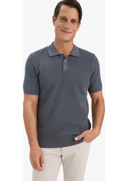 %100 Pamuk Standart Fit Kısa Kollu Triko Polo Tişört E5866AX25SP